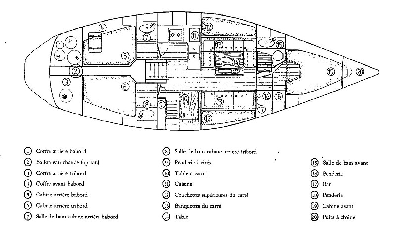 Plan Sun Legende 41 - 3 cabines